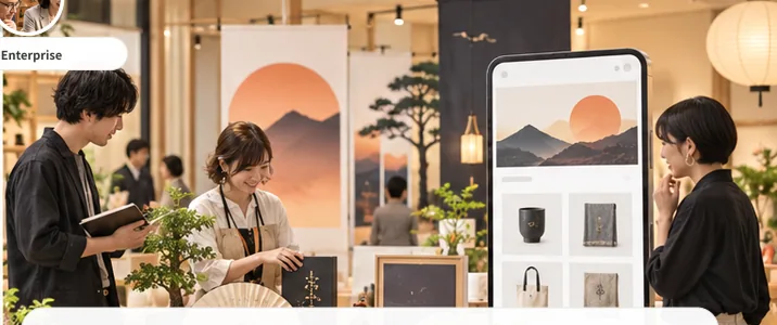 ブランドの世界観で構成された店舗とスマートフォンの売り場