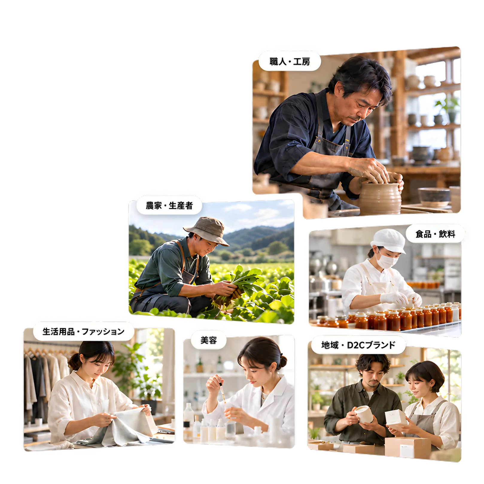 職人、農家、食品製造、ファッション、美容、地域ブランドの事業者